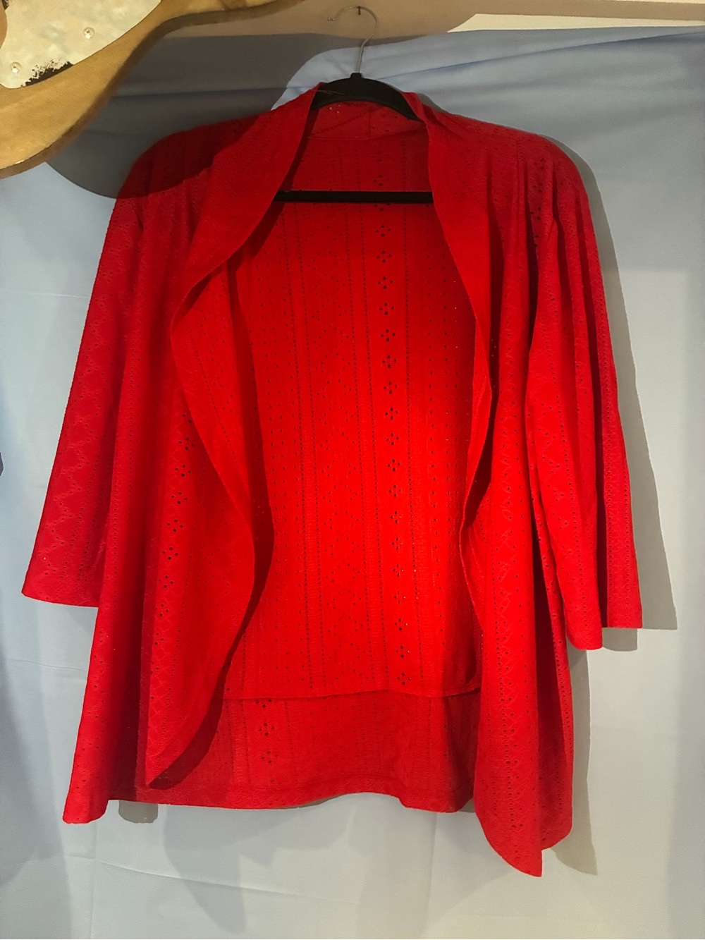 Red Open-Front Women's Sweater Cardigan